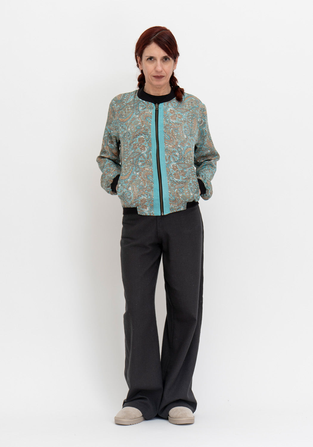 Sonnenuntergang Mosaik – Wendejacke aus Upcycling Sari