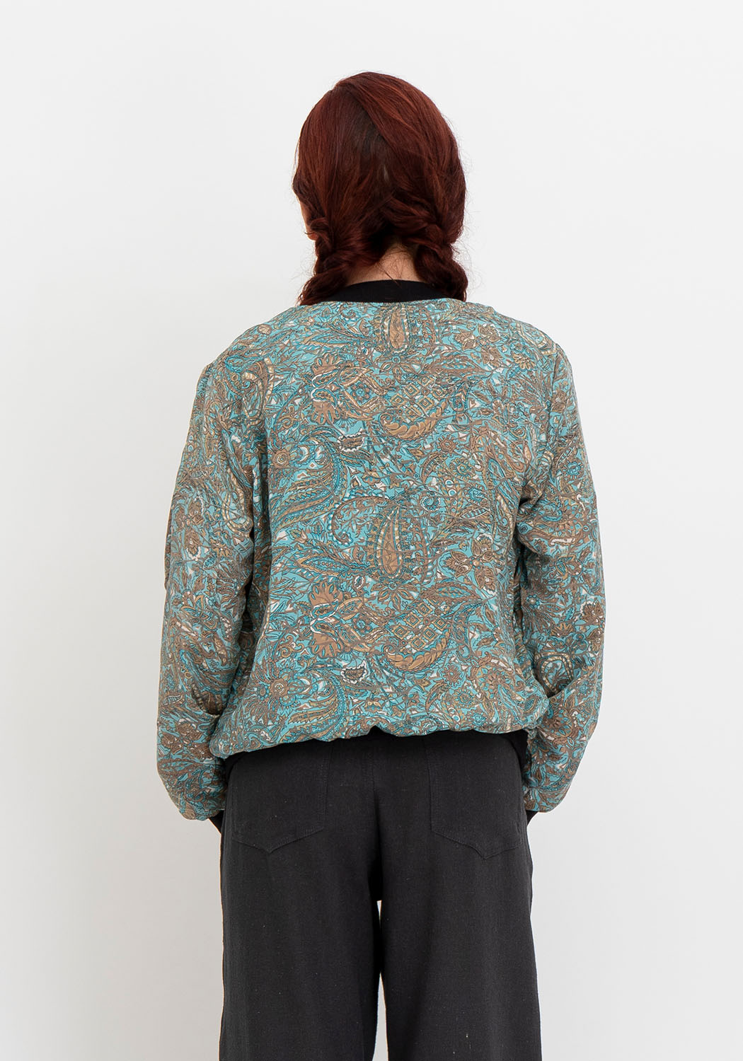 Sonnenuntergang Mosaik – Wendejacke aus Upcycling Sari