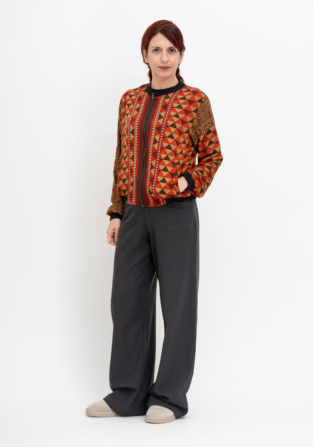 Nomaden Geometrie – Wendejacke aus Vintage Sari