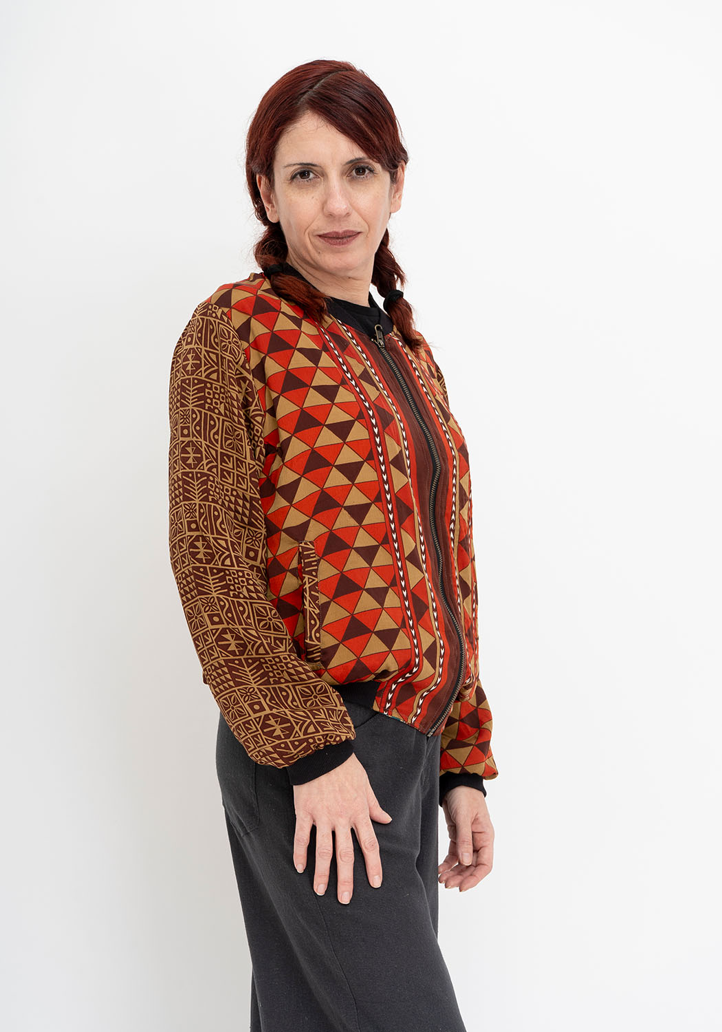 Nomaden Geometrie – Wendejacke aus Vintage Sari