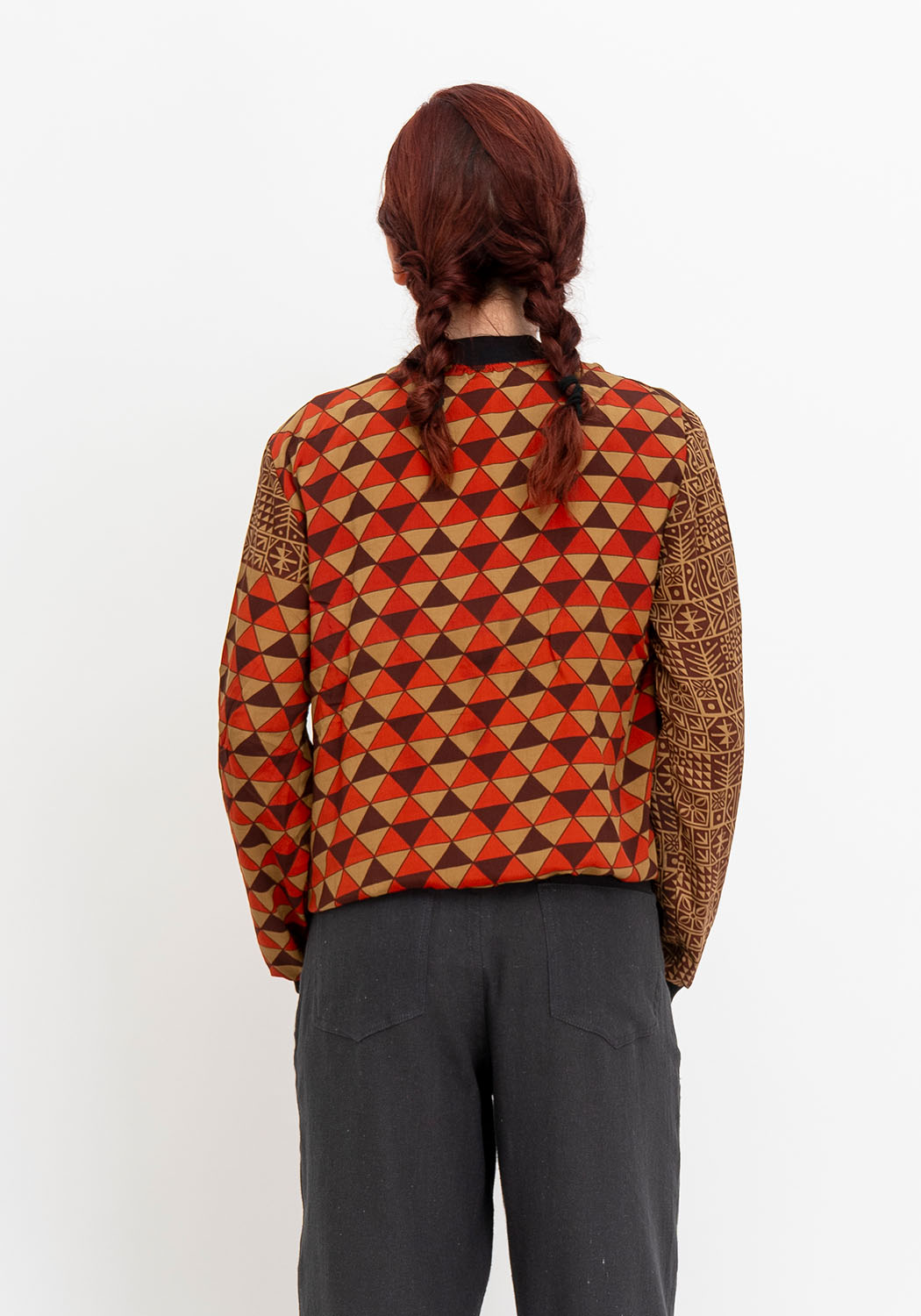 Nomaden Geometrie – Wendejacke aus Vintage Sari