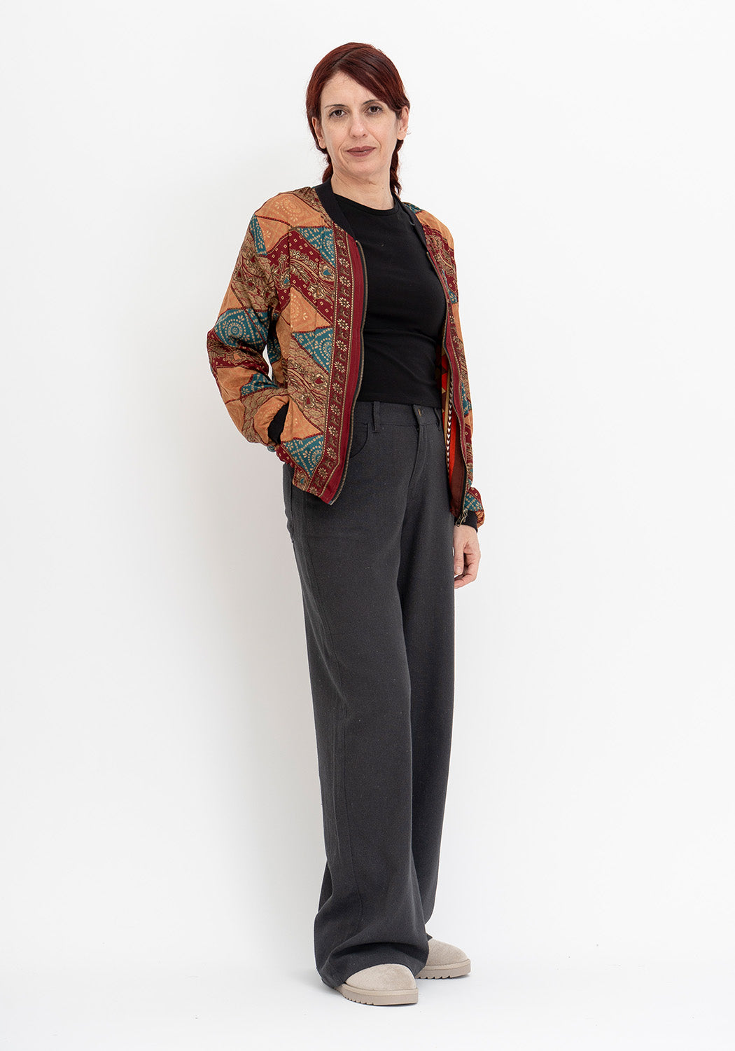 Nomaden Geometrie – Wendejacke aus Vintage Sari
