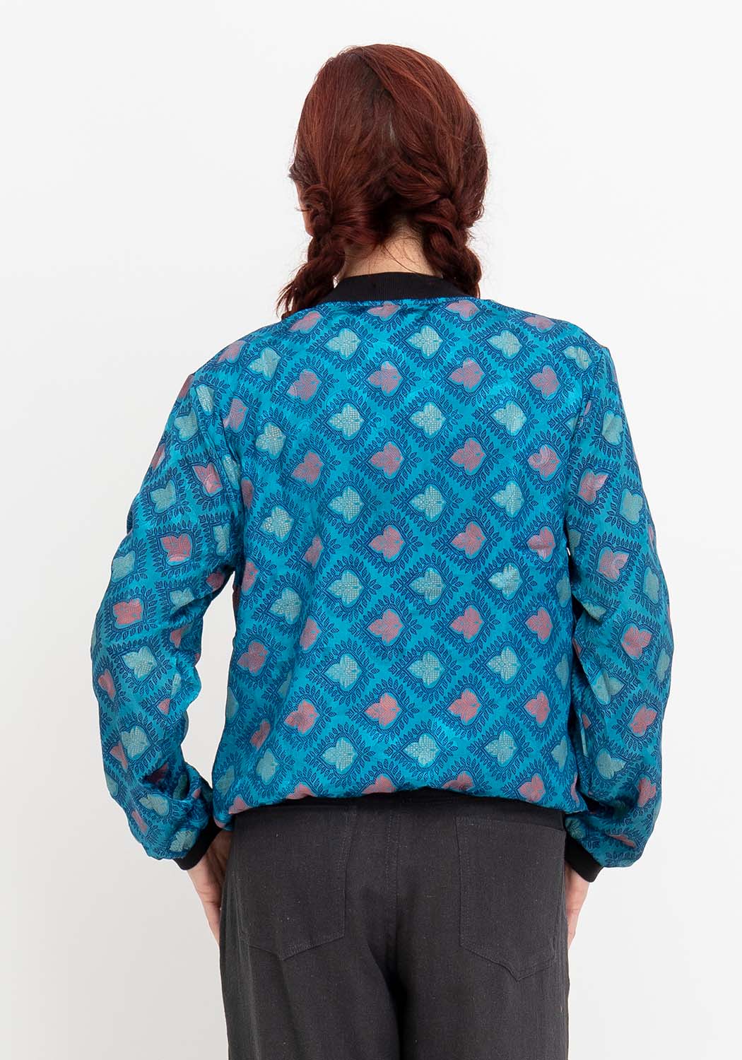 Azur Garten – Wende-Übergangsjacke aus Vintage Sari