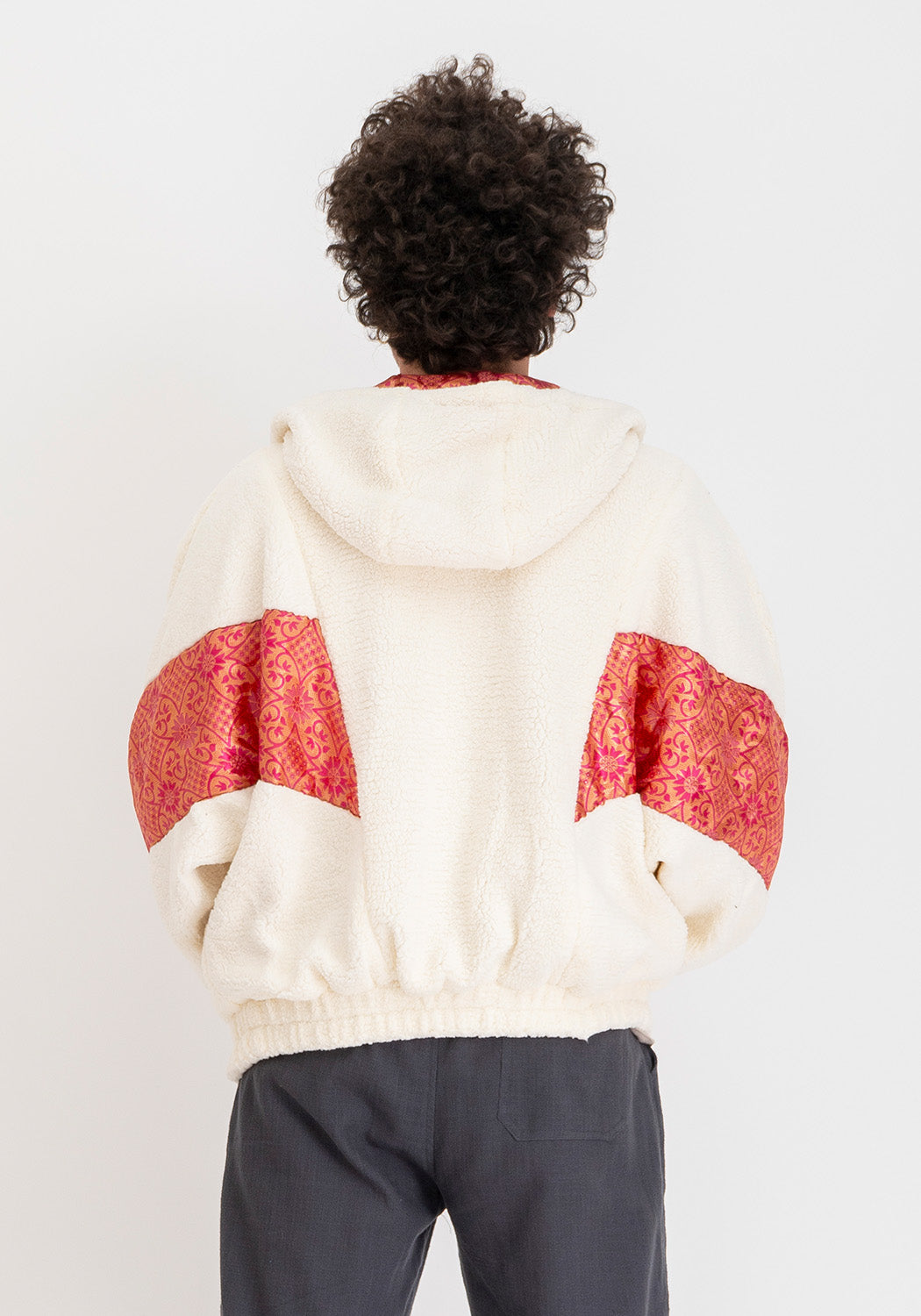 Pinkes Mosaik – Wende-Teddyjacke mit Kapuze, Unikat