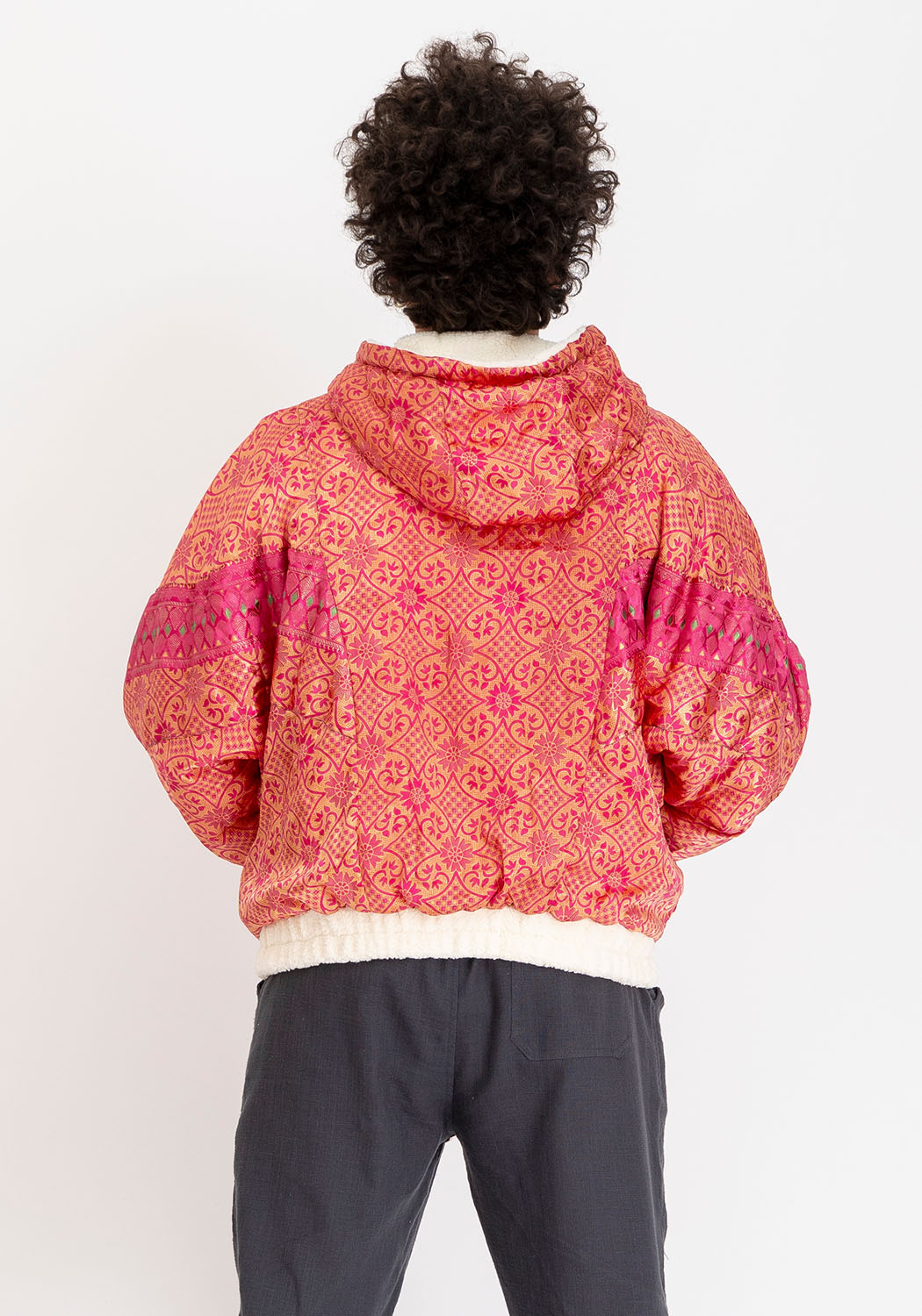 Pinkes Mosaik – Wende-Teddyjacke mit Kapuze, Unikat