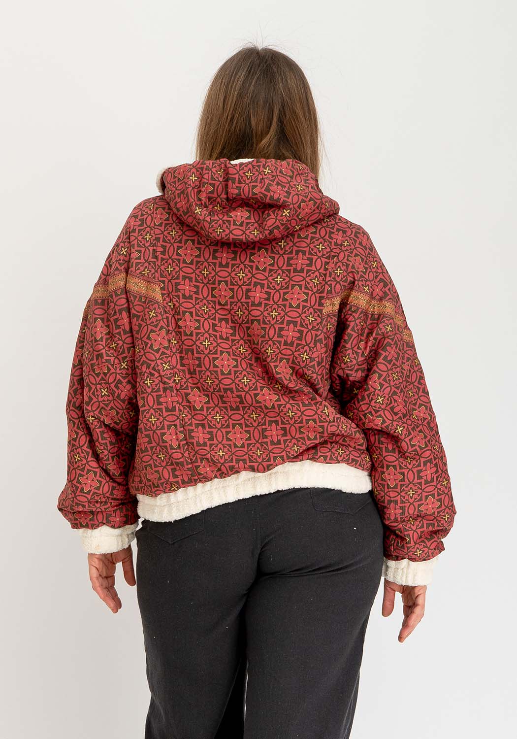 Rote Glyphen – Wende-Teddyjacke mit Kapuze (Oversize, Unisex)