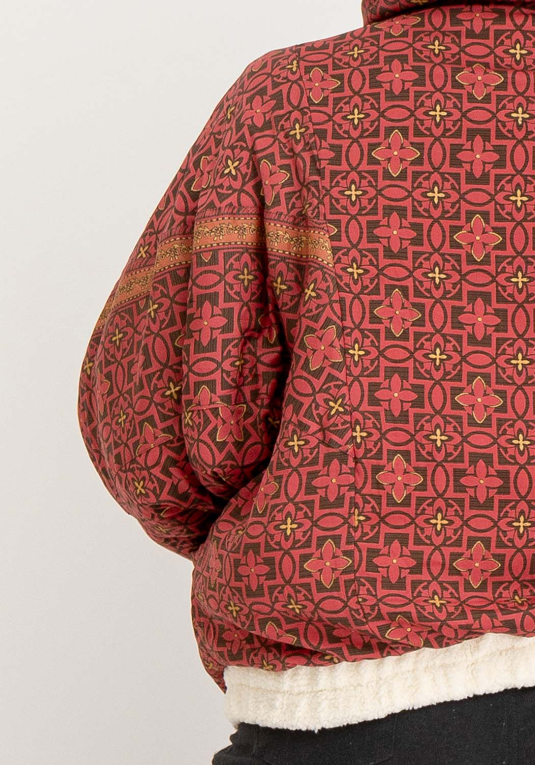 Rote Glyphen – Wende-Teddyjacke mit Kapuze (Oversize, Unisex)