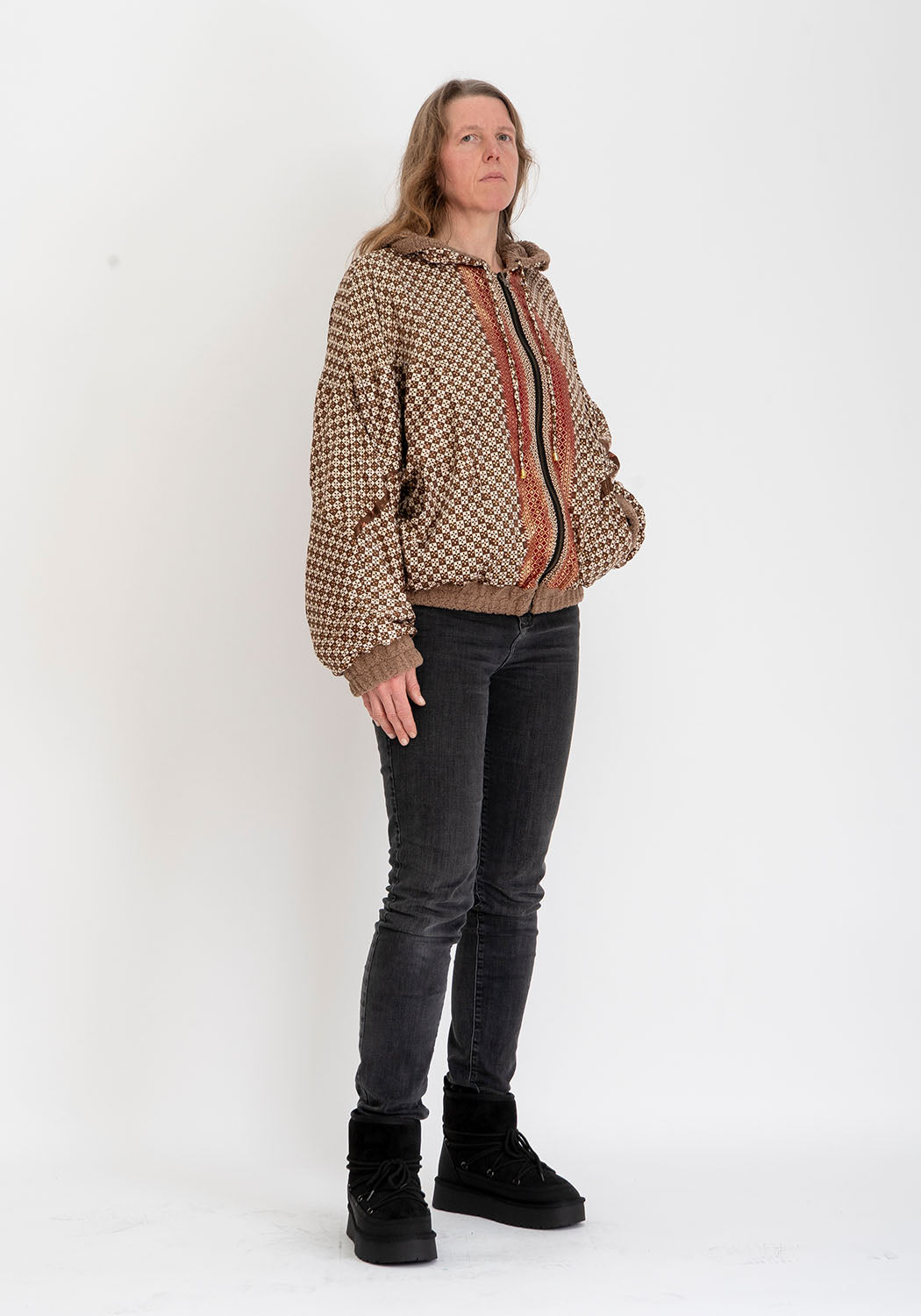 Camel Wendbare Teddyjacke mit Ausdrucksstarkem Sari