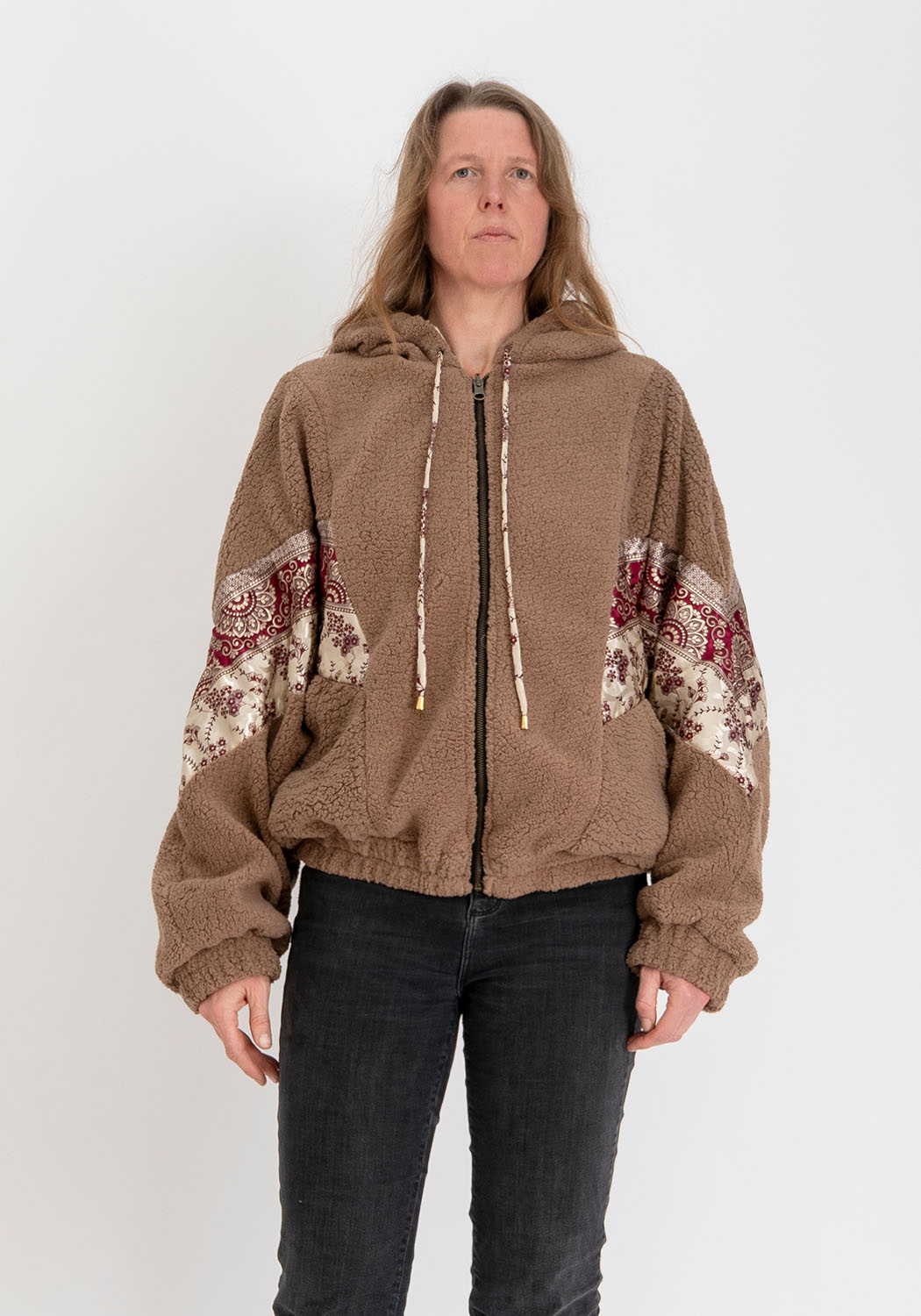 Oversize Wendbare Teddyjacke in Camel
