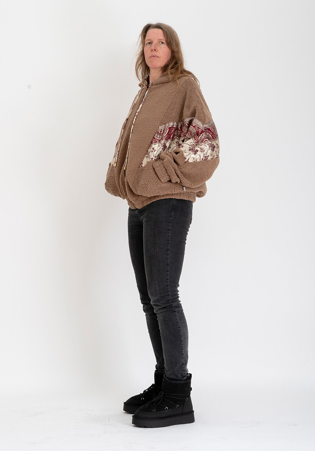 Oversize Wendbare Teddyjacke in Camel