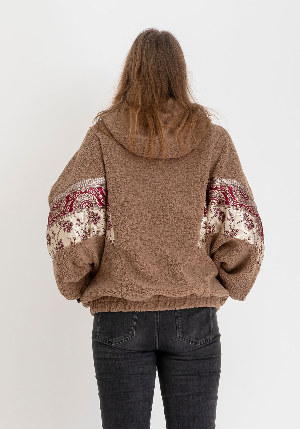 Oversize Wendbare Teddyjacke in Camel