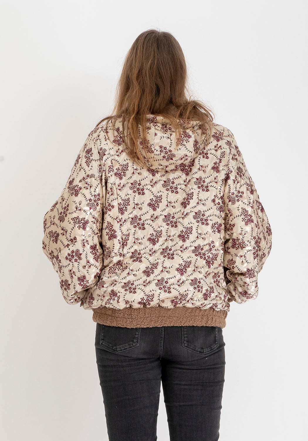 Oversize Wendbare Teddyjacke in Camel