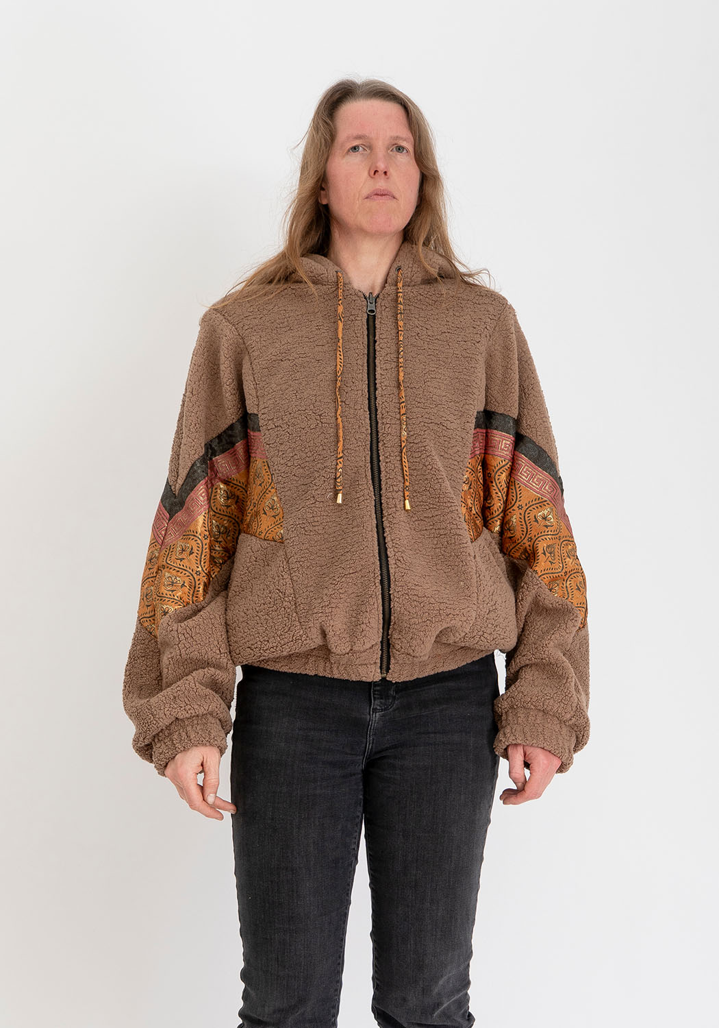 Camel Teddyjacke mit Wendbarer Sari Seite