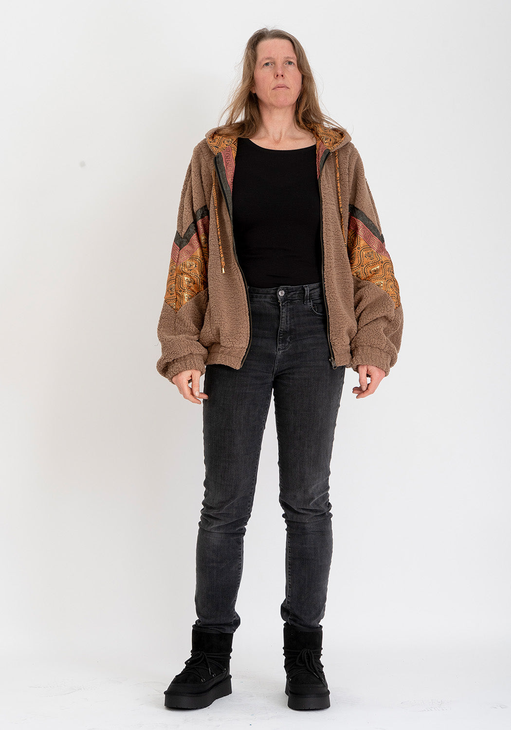 Camel Teddyjacke mit Wendbarer Sari Seite