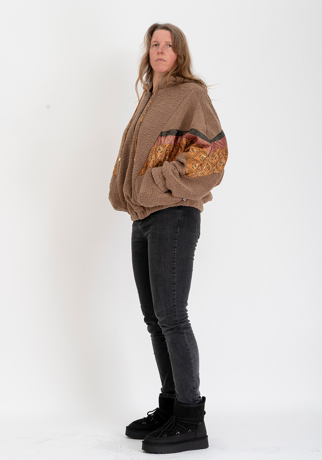 Camel Teddyjacke mit Wendbarer Sari Seite