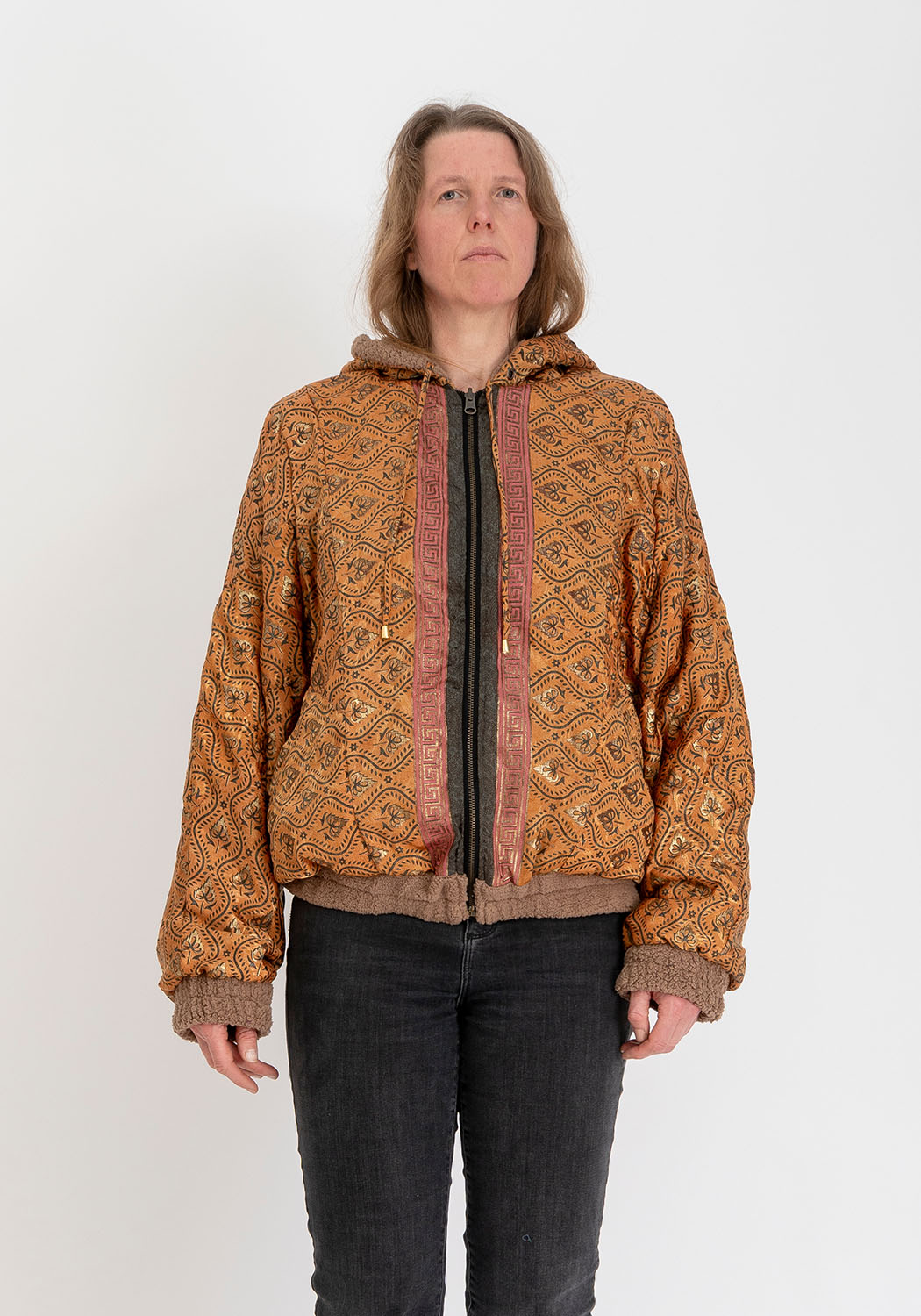 Camel Teddyjacke mit Wendbarer Sari Seite