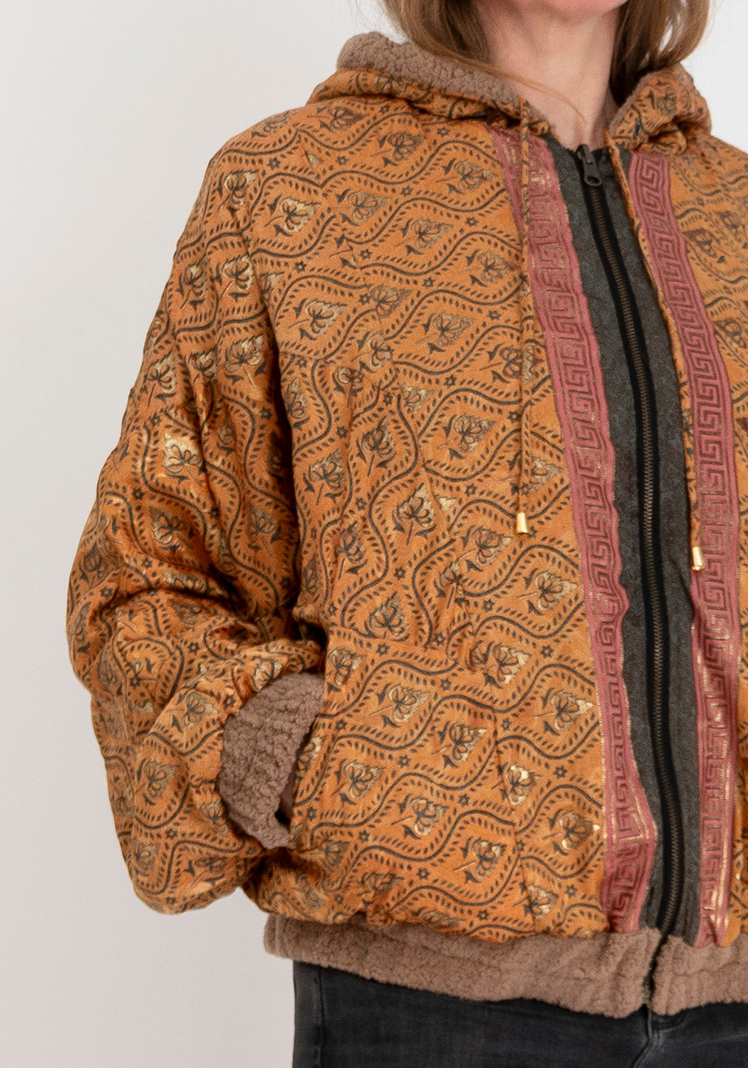 Camel Teddyjacke mit Wendbarer Sari Seite