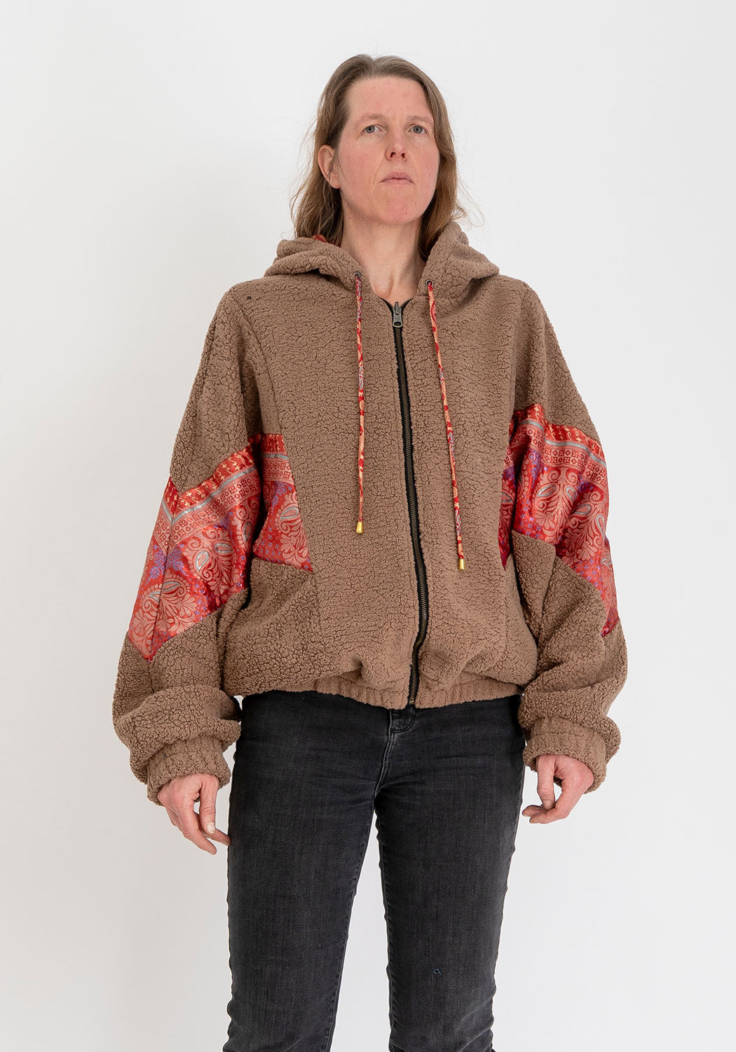 Wendbare Oversize Teddyjacke in Camel
