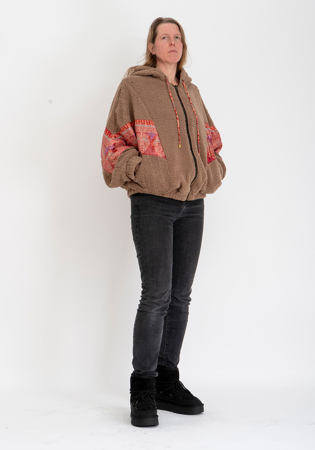 Wendbare Oversize Teddyjacke in Camel