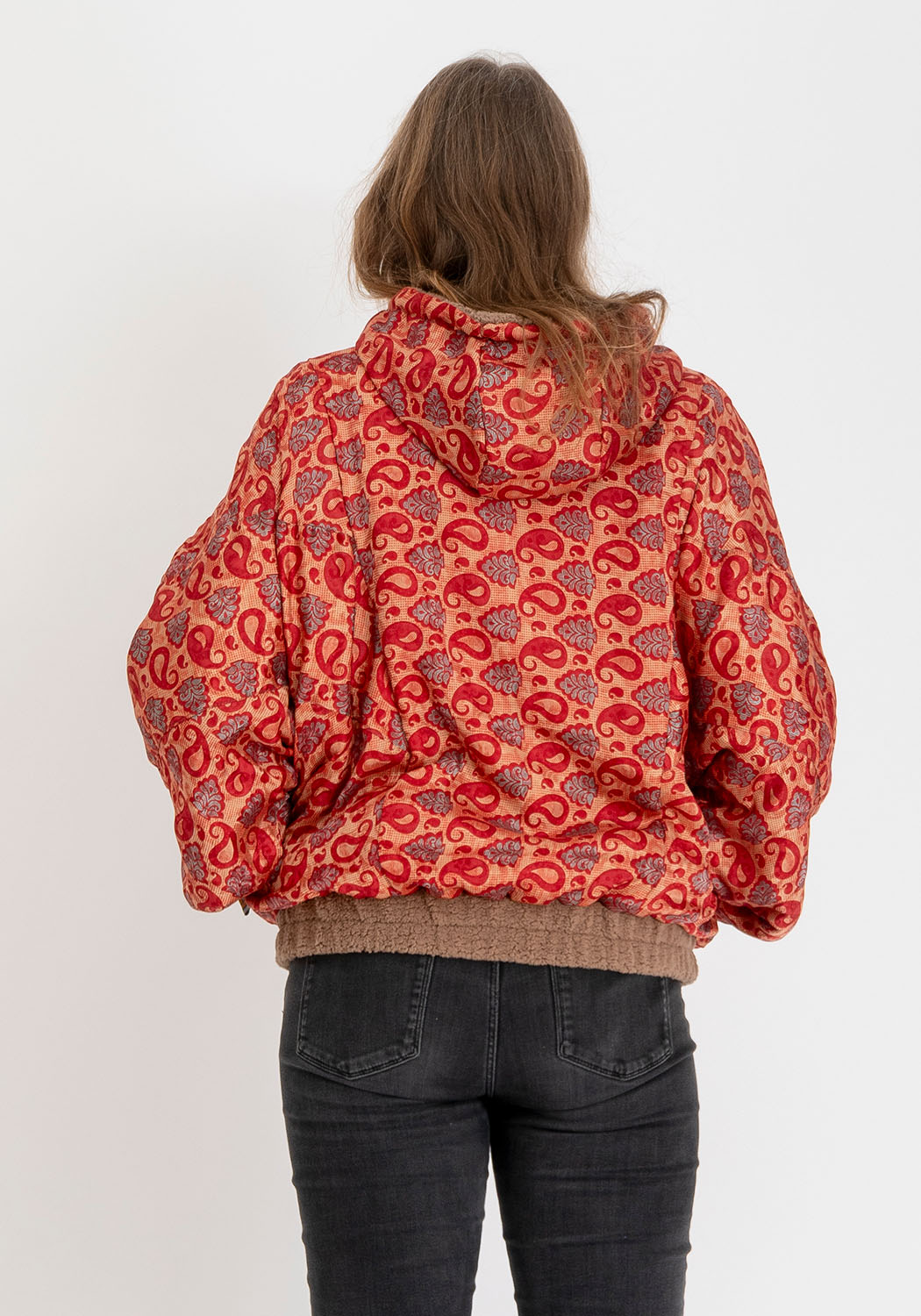 Wendbare Oversize Teddyjacke in Camel