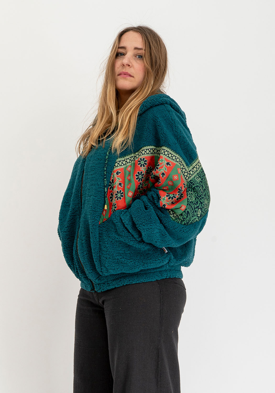 Petrol Teddy Oversize Jacke mit Zweiseitigem Design