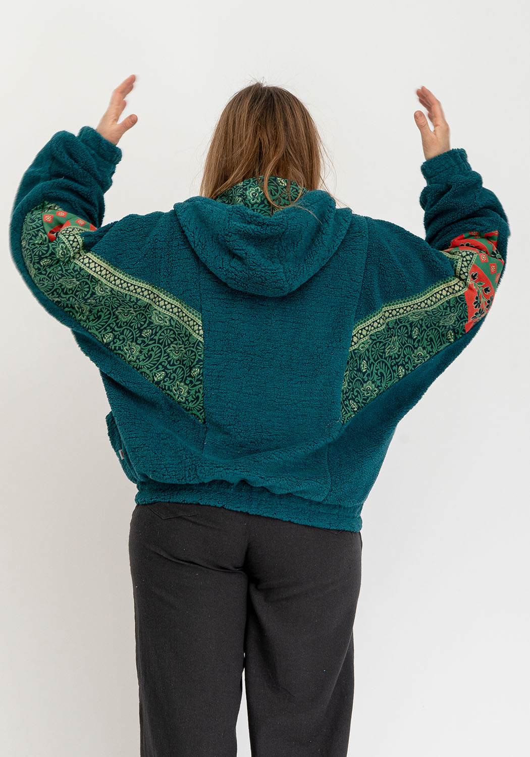 Petrol Teddy Oversize Jacke mit Zweiseitigem Design