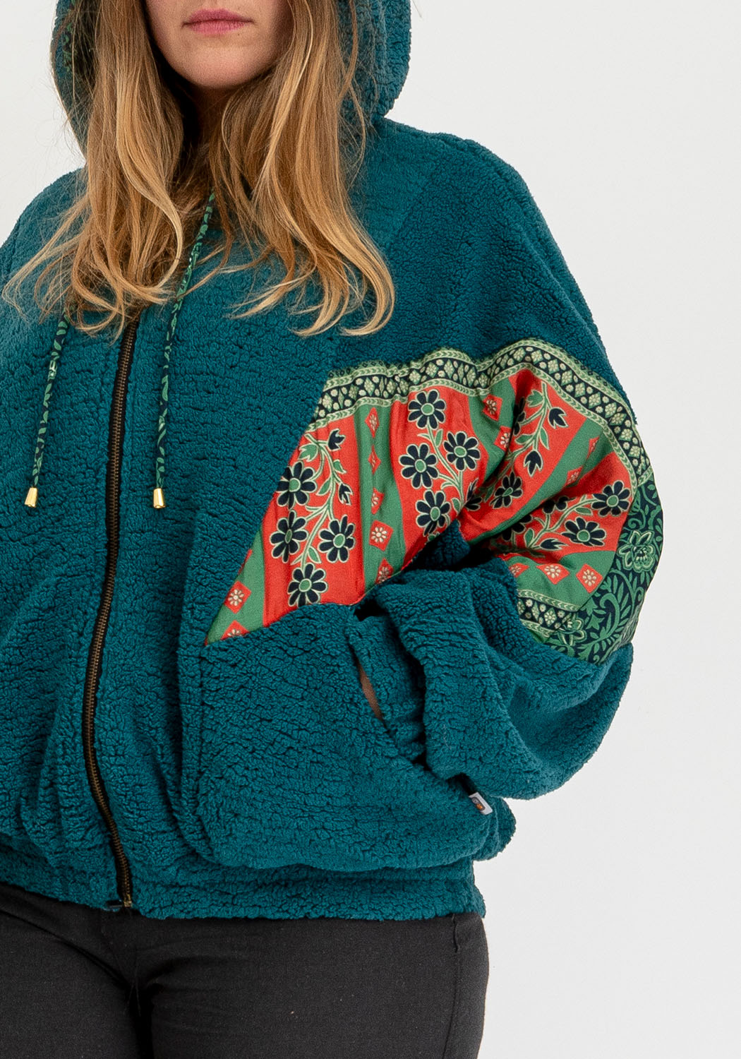 Petrol Teddy Oversize Jacke mit Zweiseitigem Design