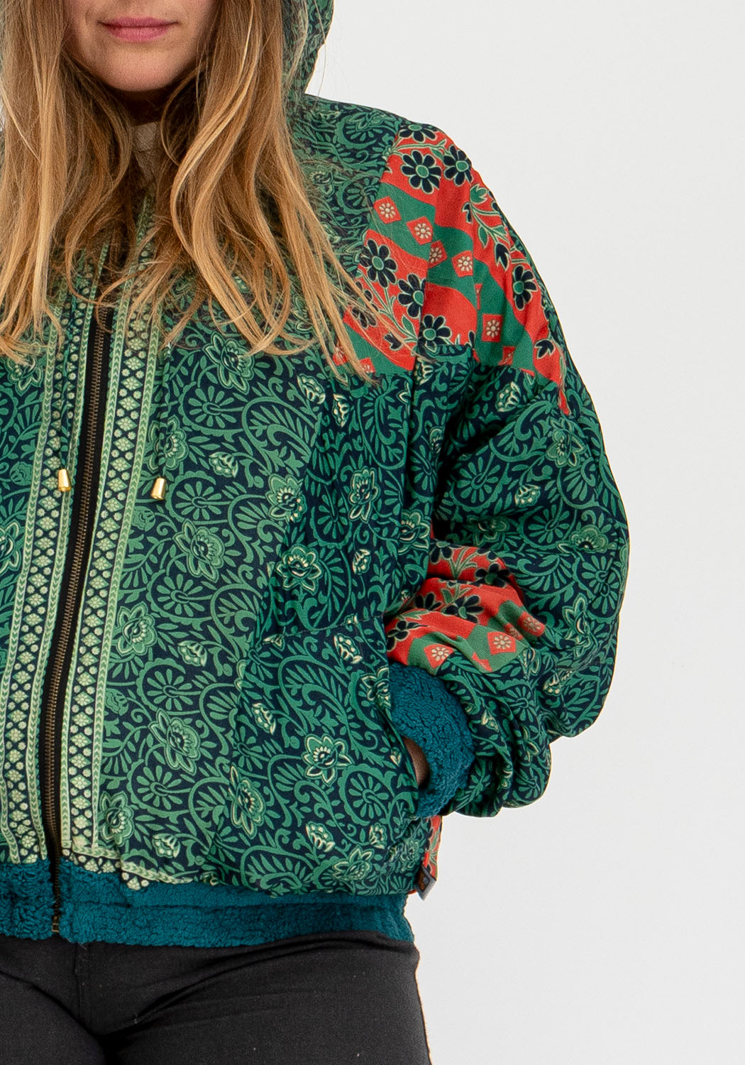 Petrol Teddy Oversize Jacke mit Zweiseitigem Design
