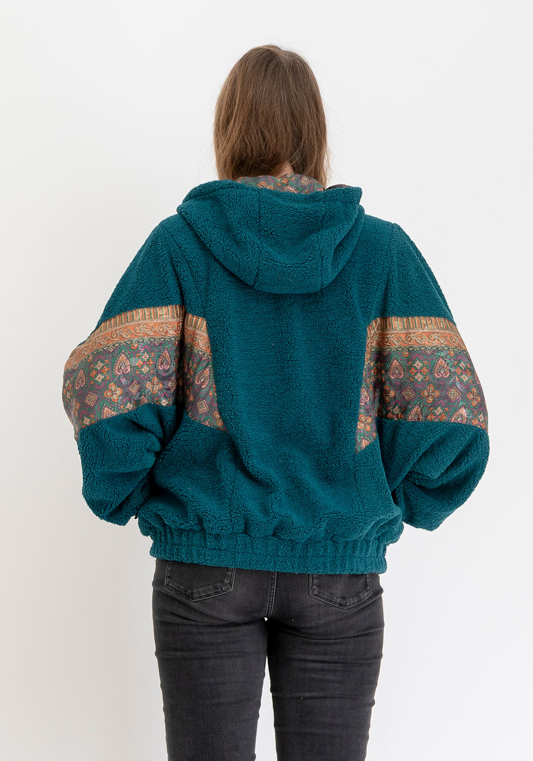 Wendbare Oversize Teddyjacke mit Petrol-Ton