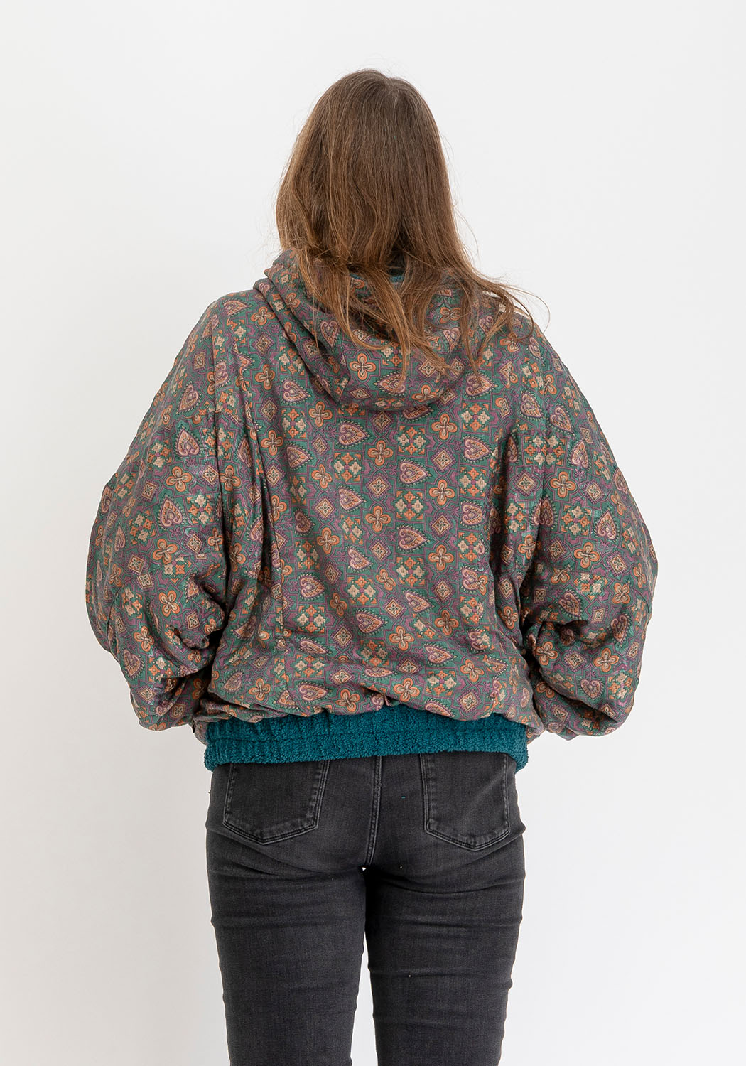 Wendbare Oversize Teddyjacke mit Petrol-Ton