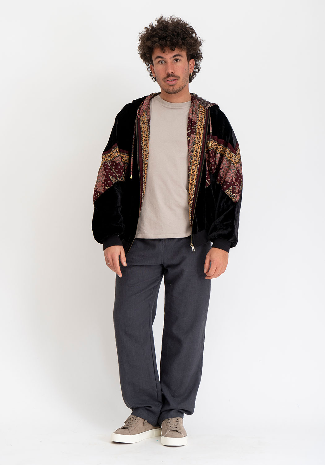 Schwarze Samt Mosaic Jacke