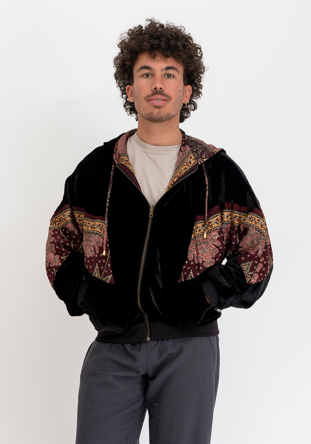 Schwarze Samt Mosaic Jacke