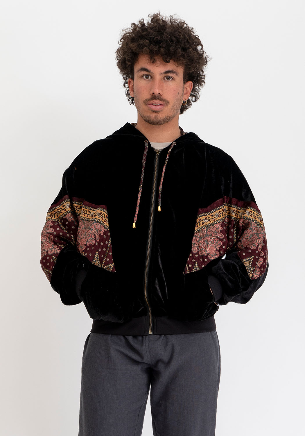 Schwarze Samt Mosaic Jacke