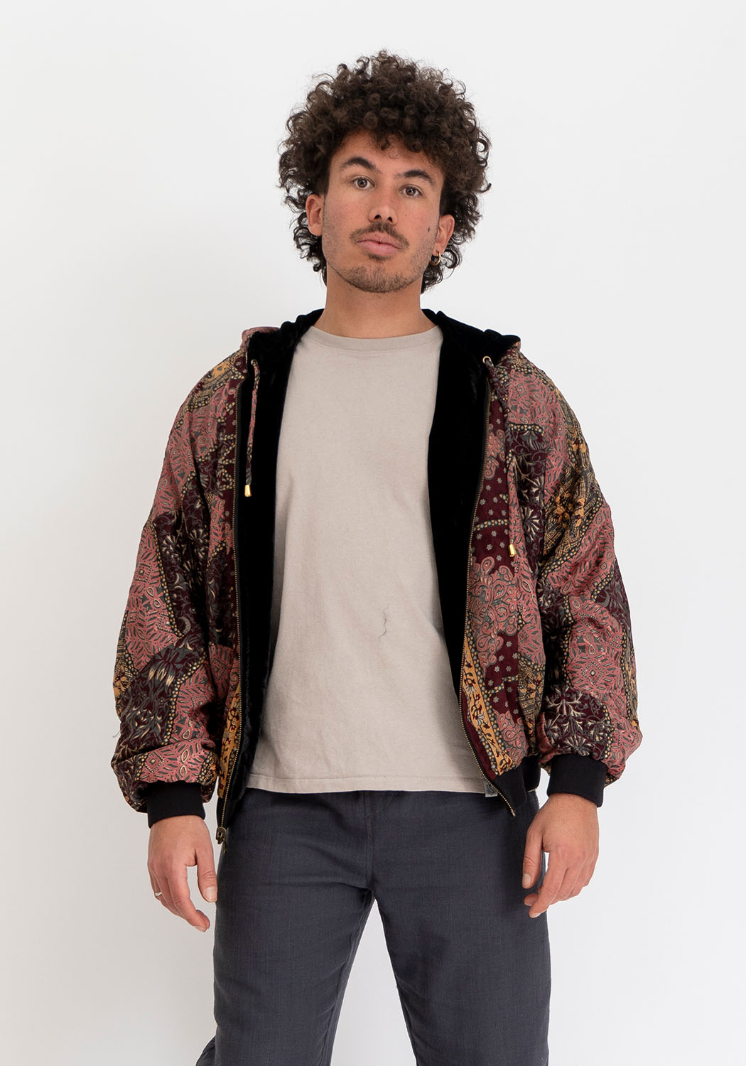 Schwarze Samt Mosaic Jacke