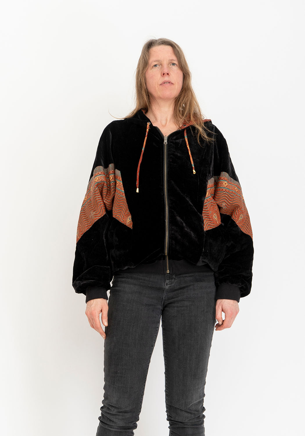 Samt Kontrast Jacke Reversibel