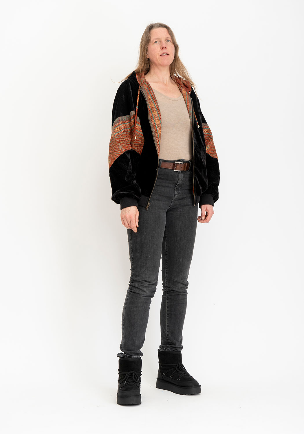 Samt Kontrast Jacke Reversibel