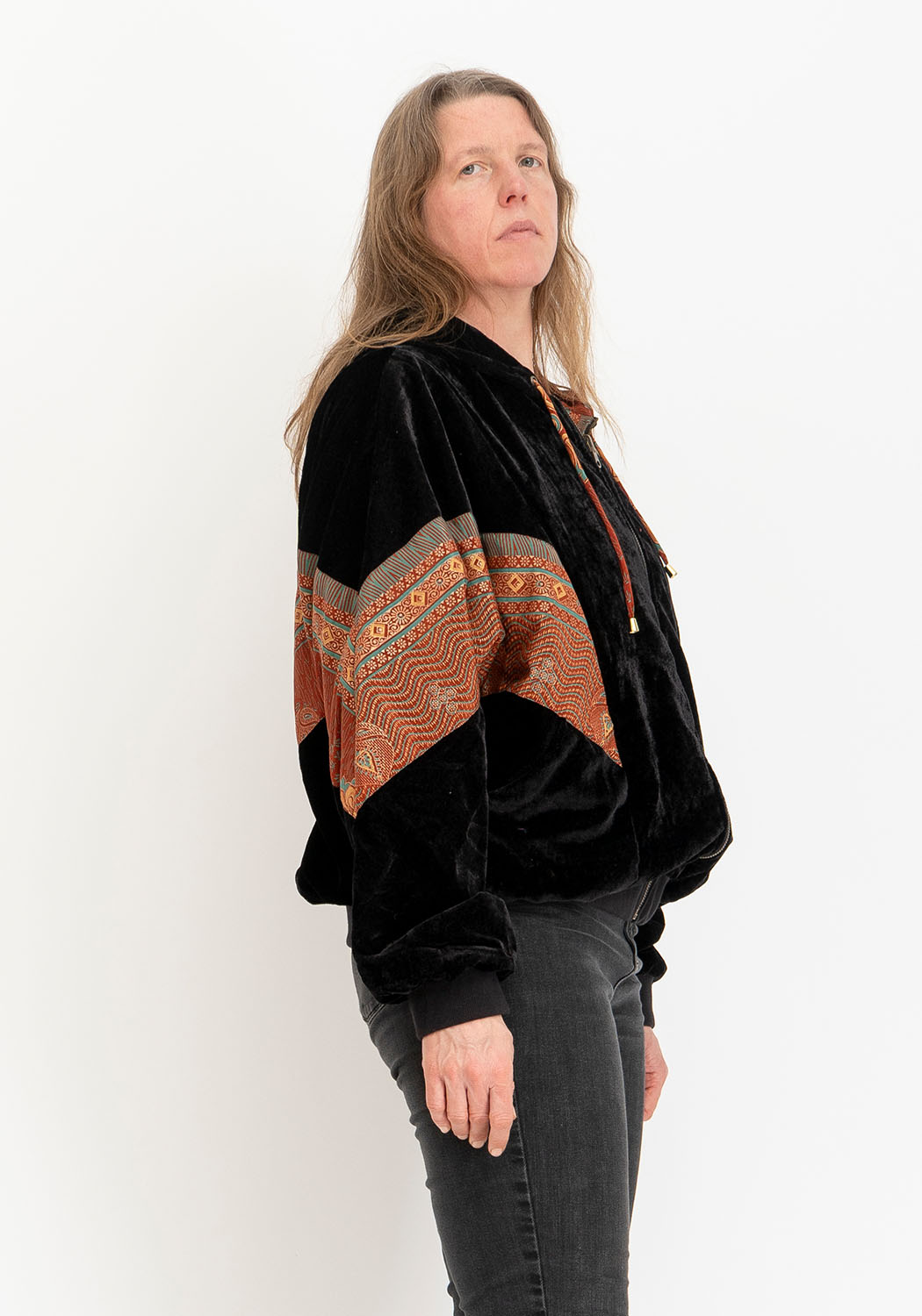 Samt Kontrast Jacke Reversibel