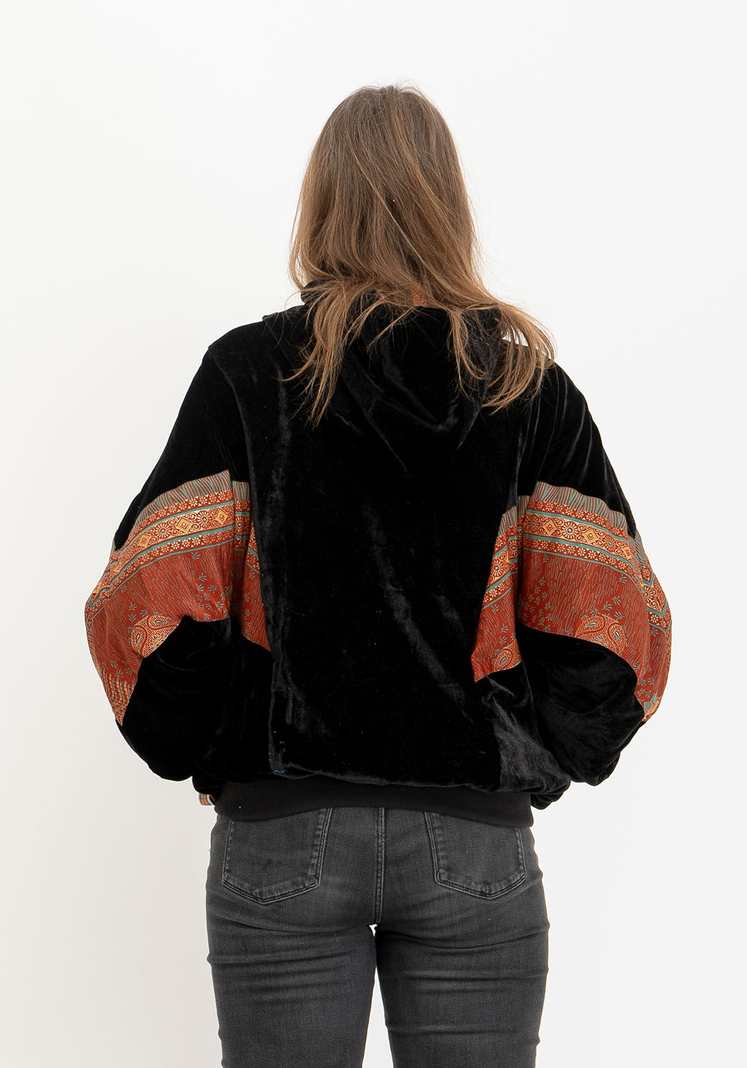 Samt Kontrast Jacke Reversibel