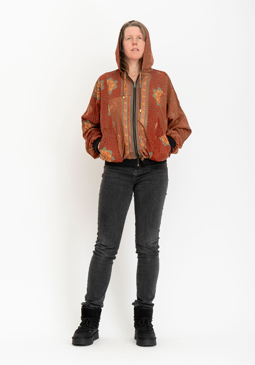 Samt Kontrast Jacke Reversibel