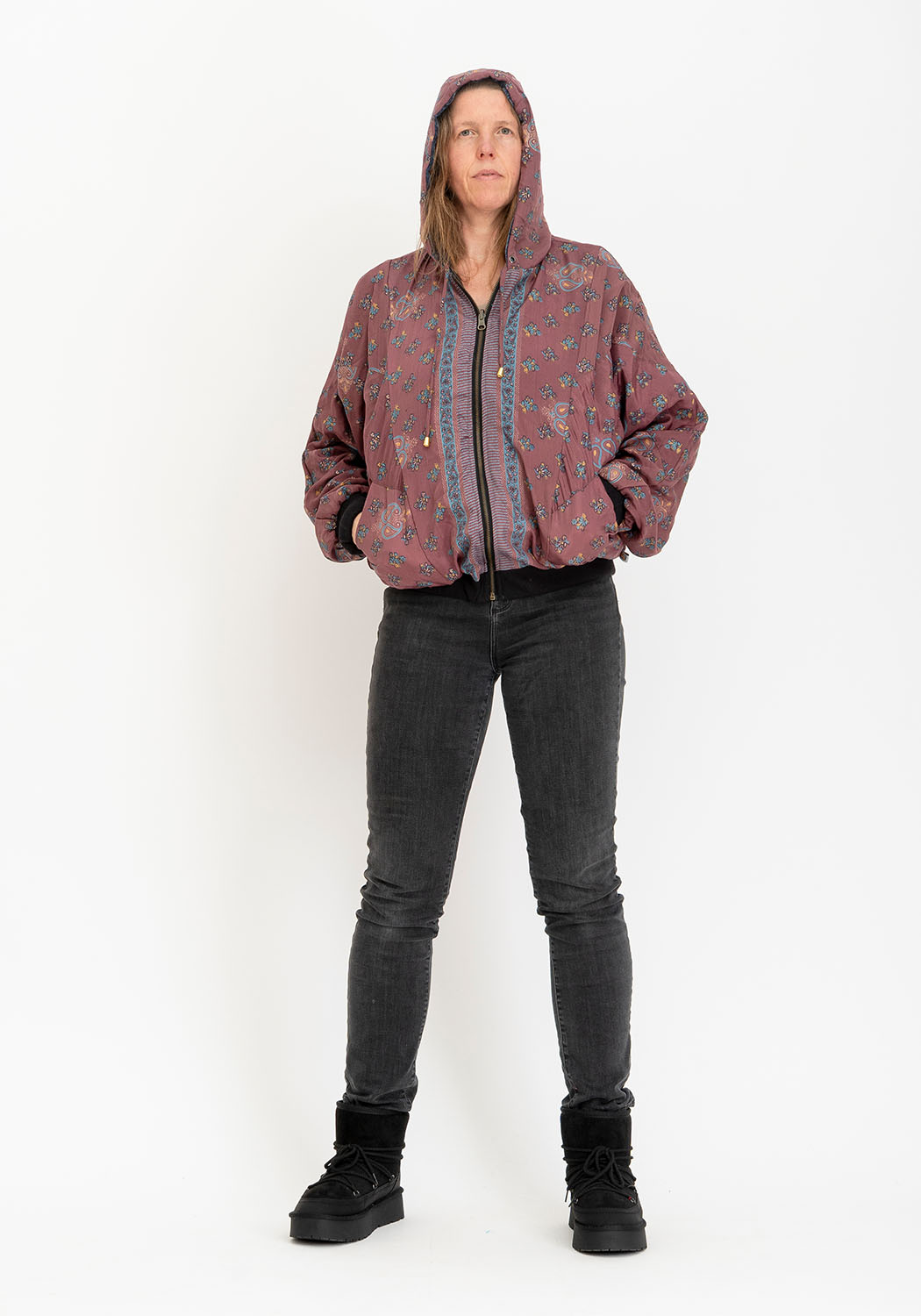 Urban inspirierte graue Samt Wendejacke