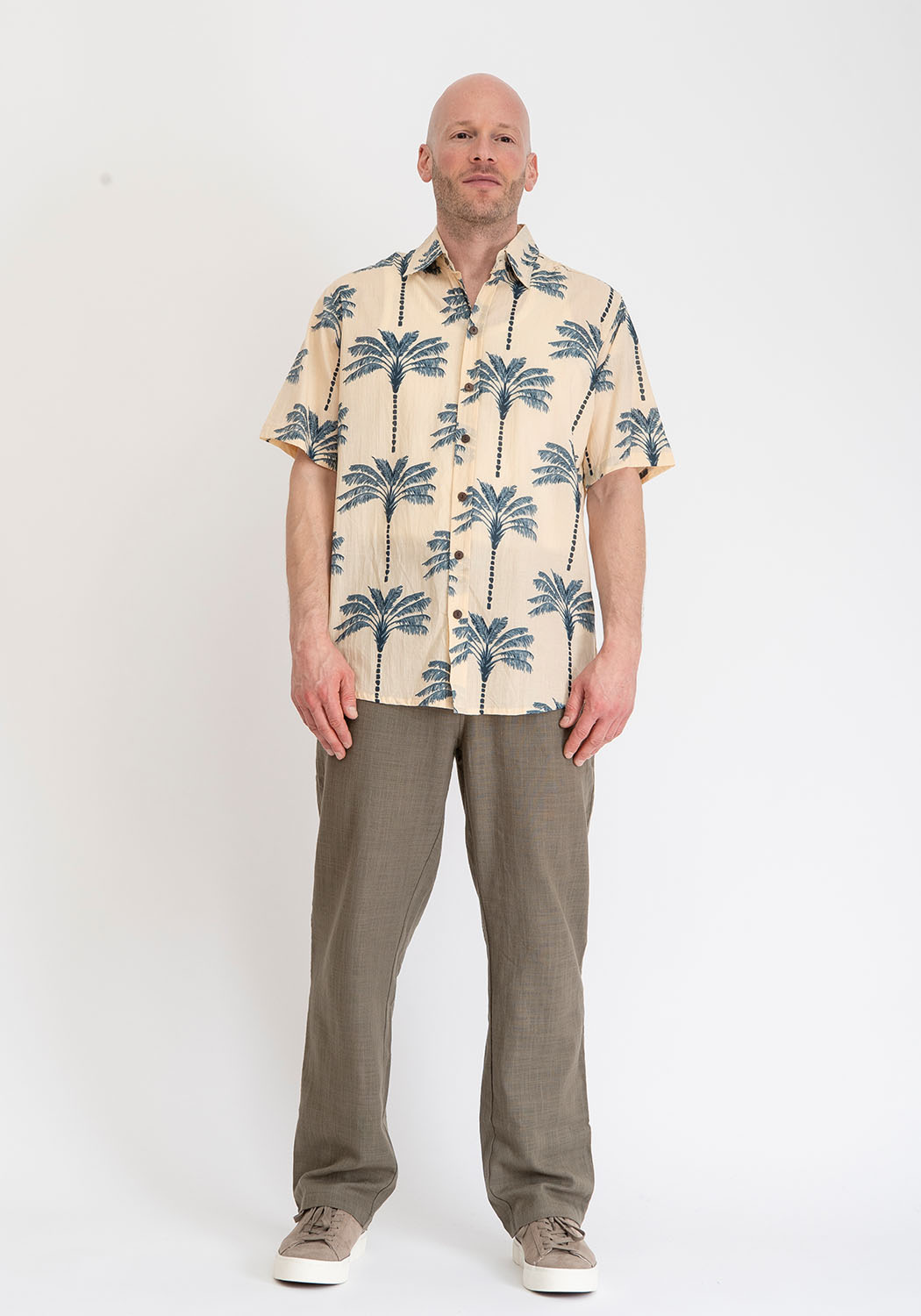 Baumwollhemd mit Palmenprint