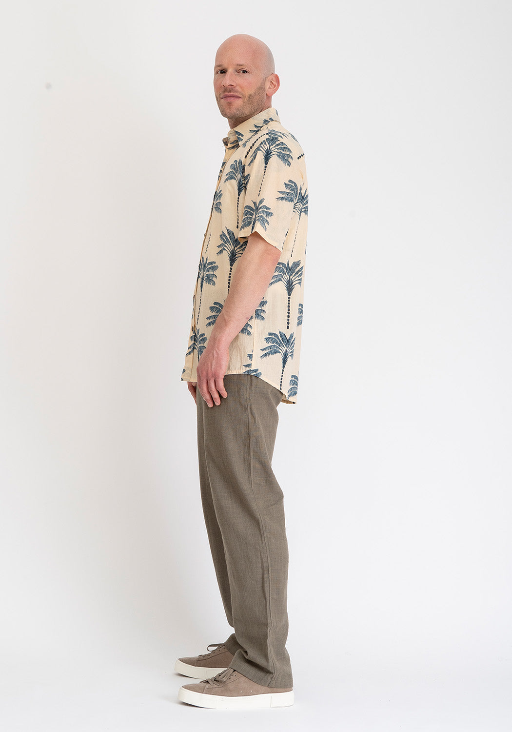 Baumwollhemd mit Palmenprint