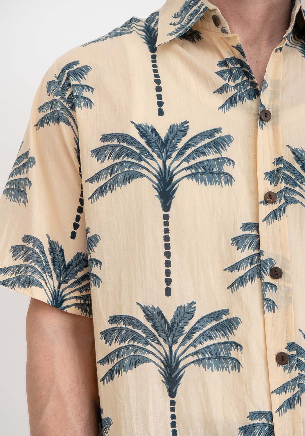 Baumwollhemd mit Palmenprint