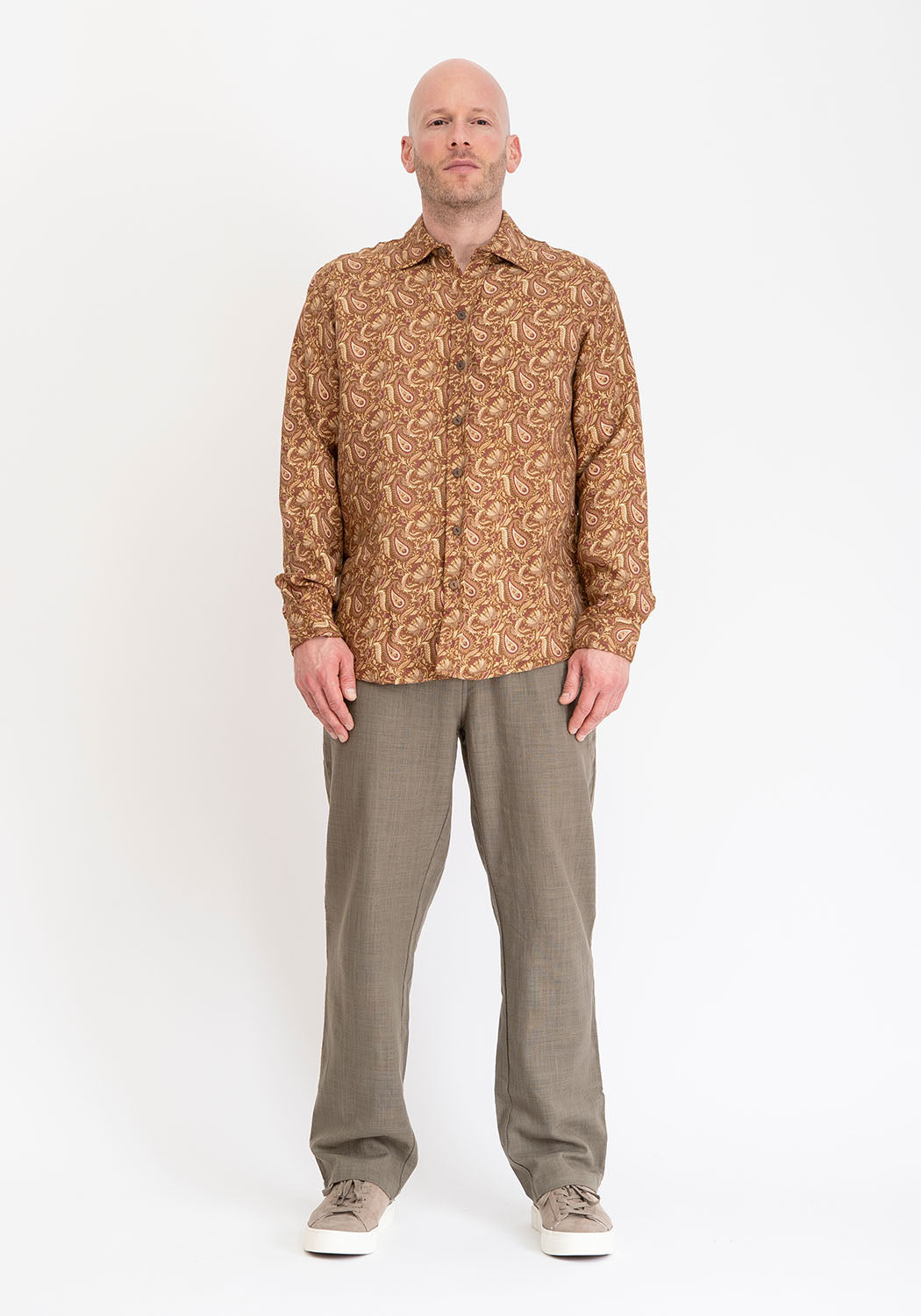 Boho Langarmhemd aus mitteldicker Viskose mit Paisleymuster