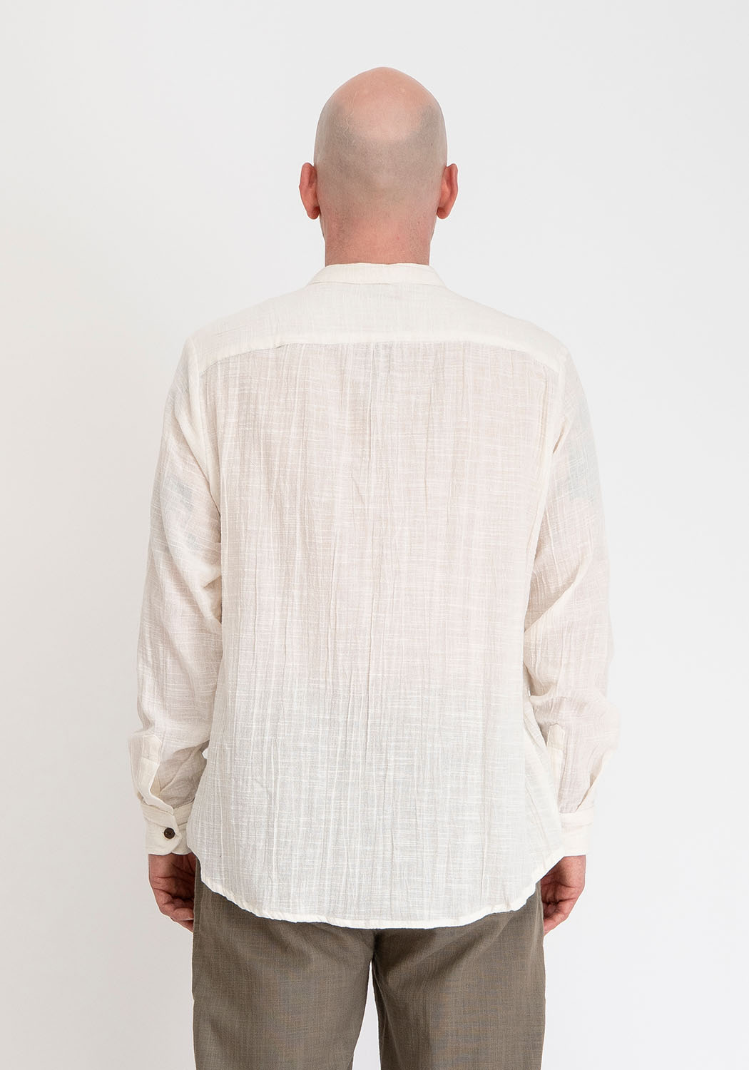 Hemd mit Stehkragen in Off-White